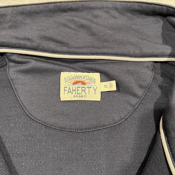 Faherty Legend Quarter Zip Sweater Mens XL Blue Long Sleeve Pullover - Picture 10 of 13